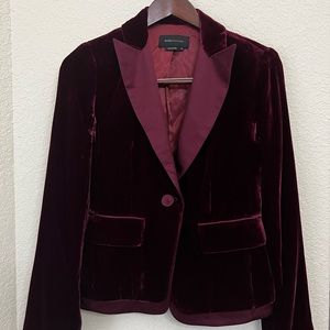 BCBGMAXAZRIA Velvet Burgundy Womens Blazer size Small